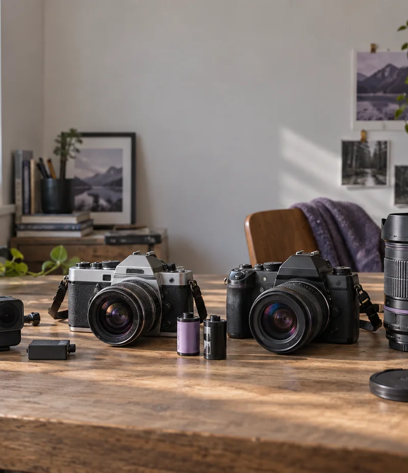 A distinct fictional cameras category composition