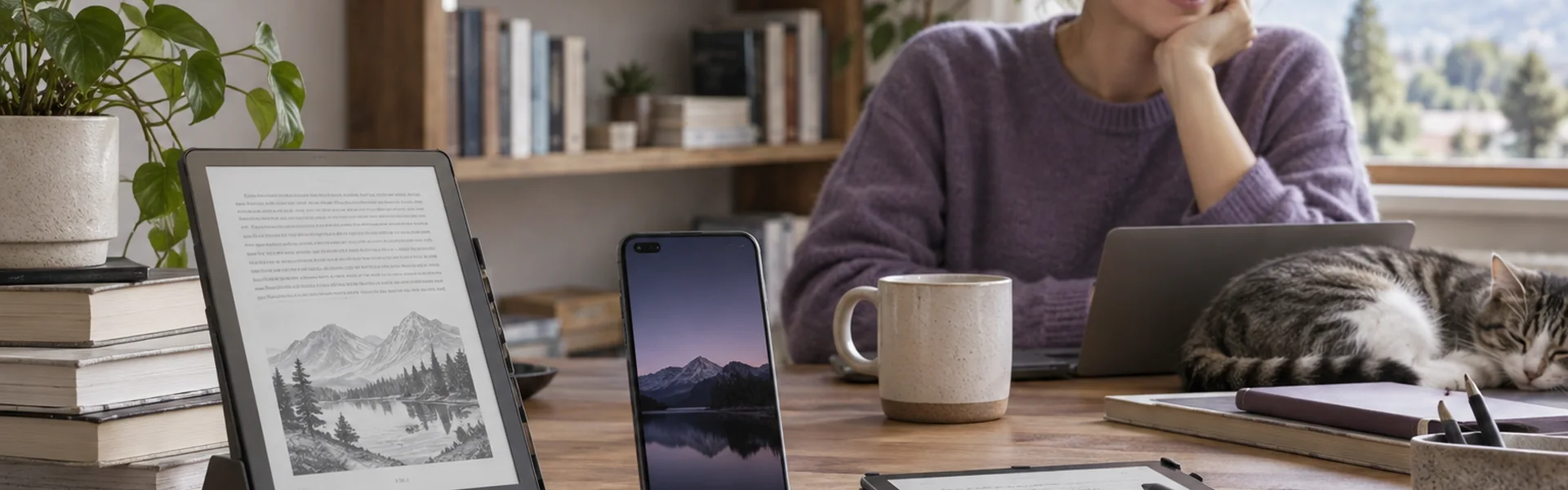 A fictional phones-tablets environment with a broad quiet title zone