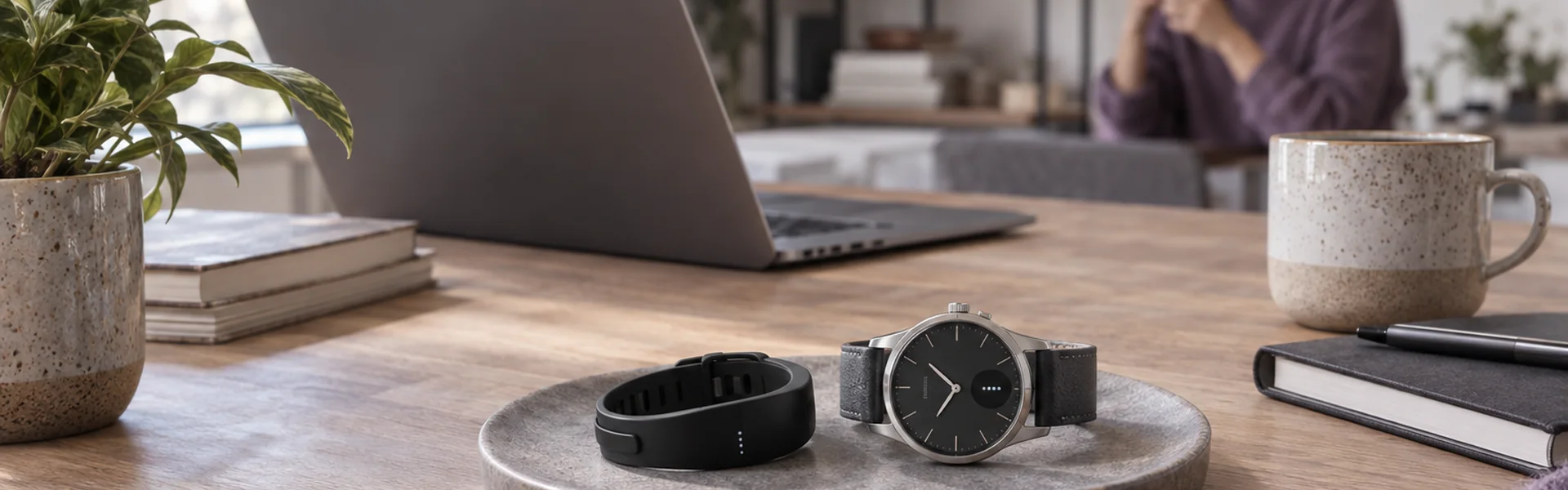 A fictional wearables environment with a broad quiet title zone