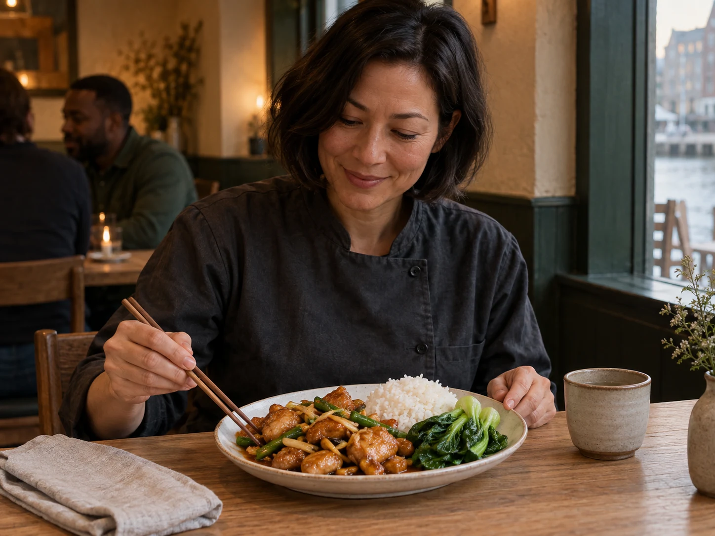 Complete ginger chicken lunch plate with exact ingredients