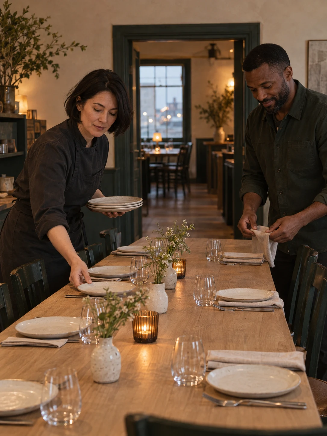 The Reed Room long table with a clear connecting doorway