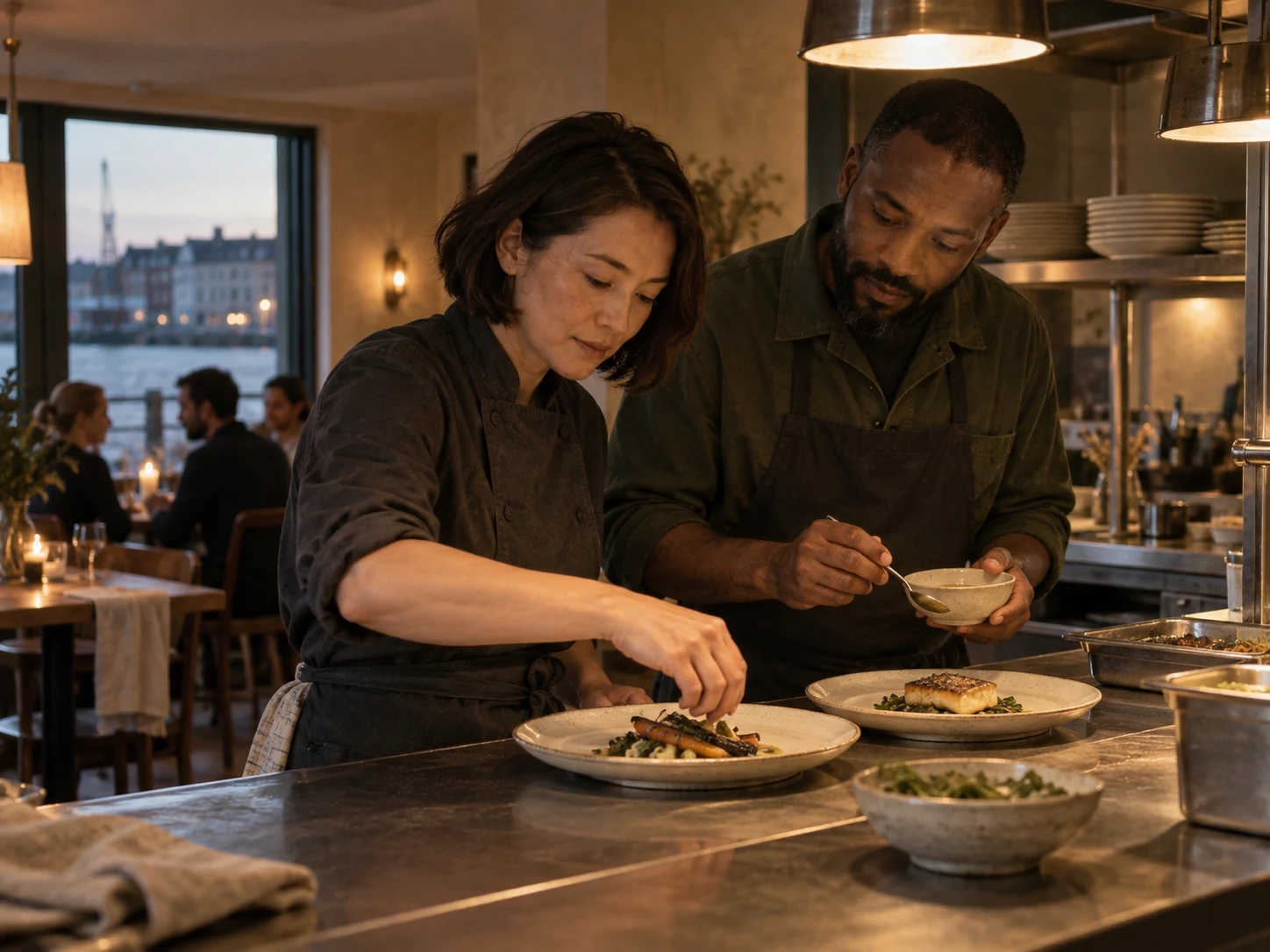 Mara and Jun at the pass in a candid fictional working moment