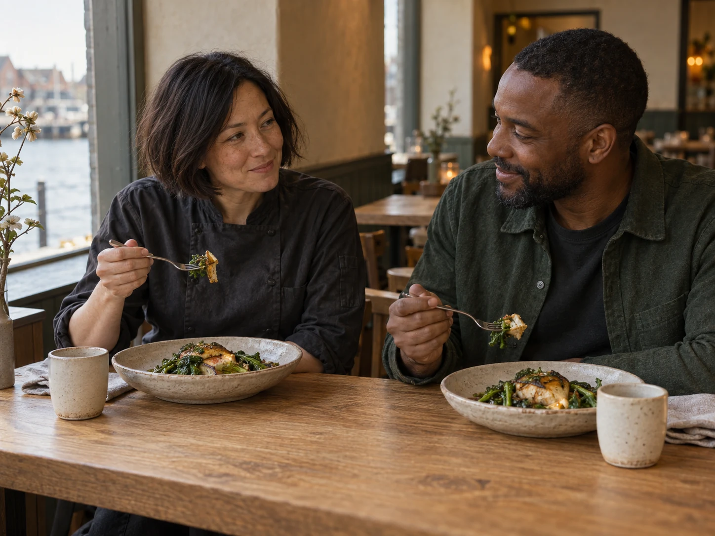 Spring, with space between. A clear beginning and a warm centre. Use the exact linked ingredients/dishes and their complete recipe; no unrelated garnish or media.