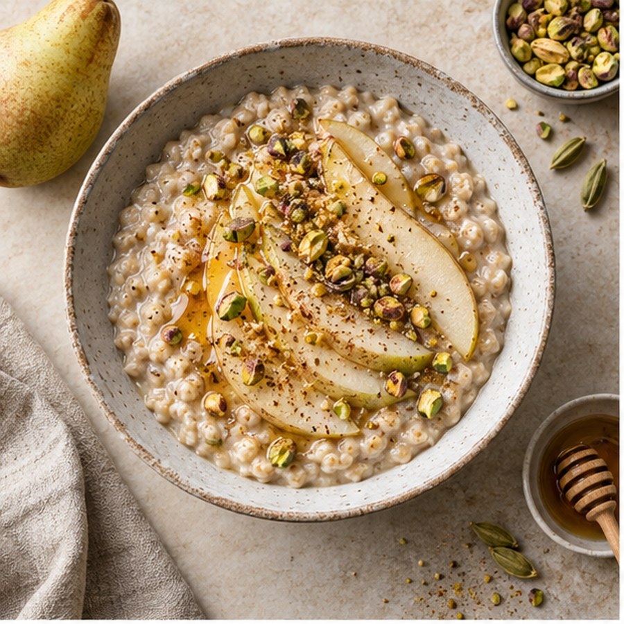 Cardamom pear breakfast oats