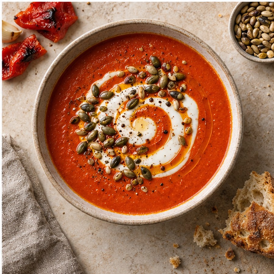 Smoky red pepper soup