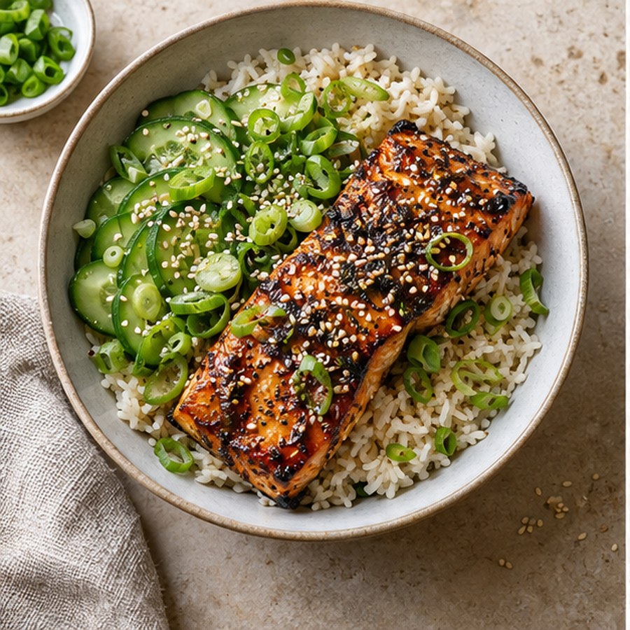 Sesame ginger salmon bowl