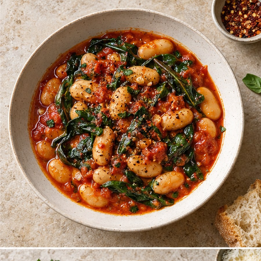 Tomato butter beans & greens