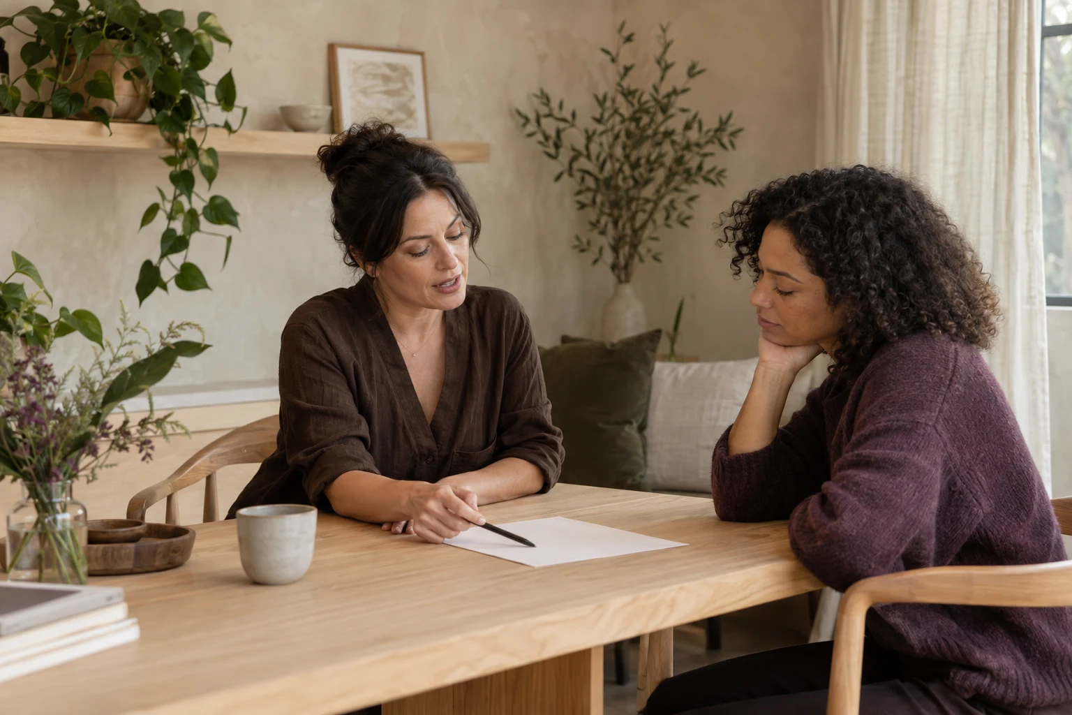 Practitioner listening during a skin-care consultation