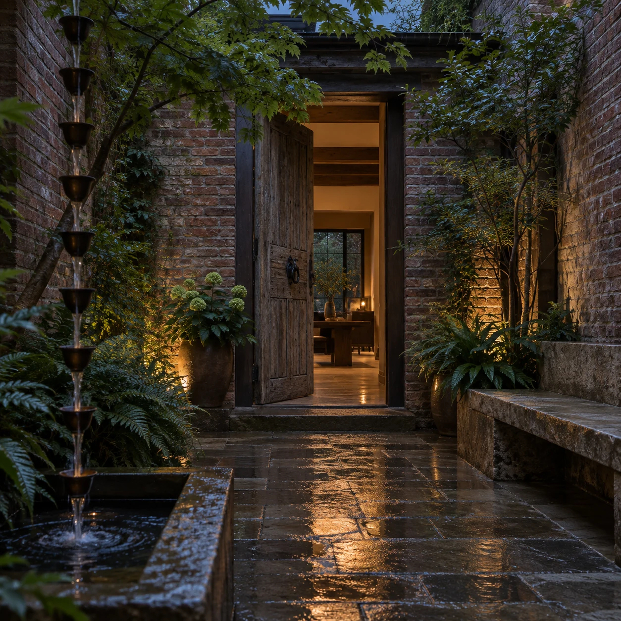 Handmade brick after rain