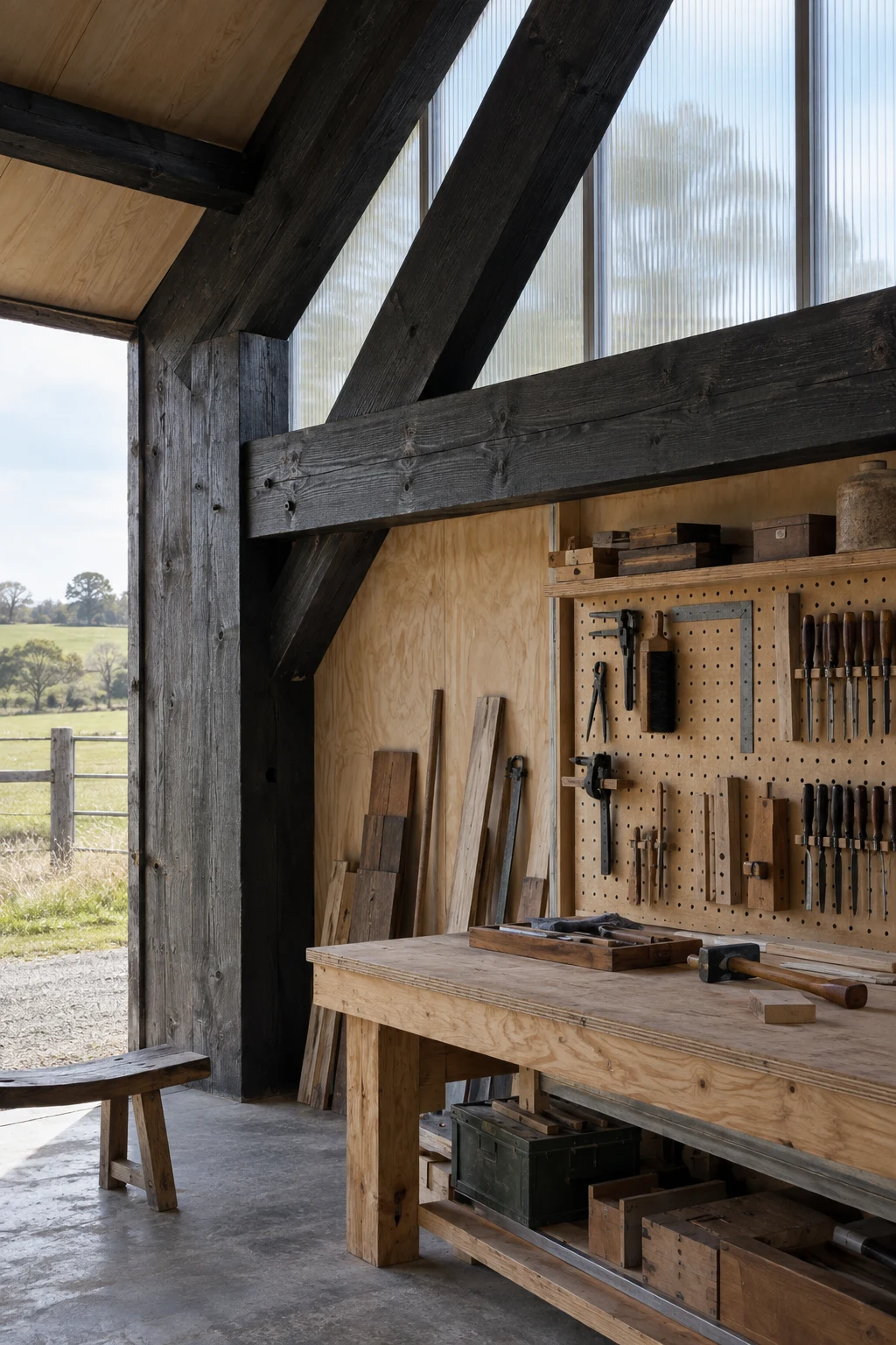 Blackened timber and north light