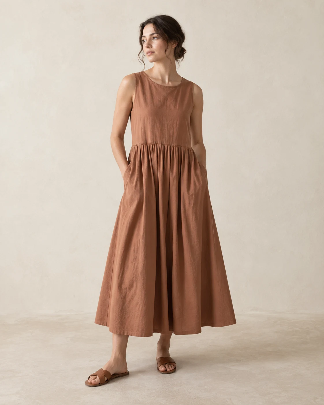 Kestrel Day Dress in Clay