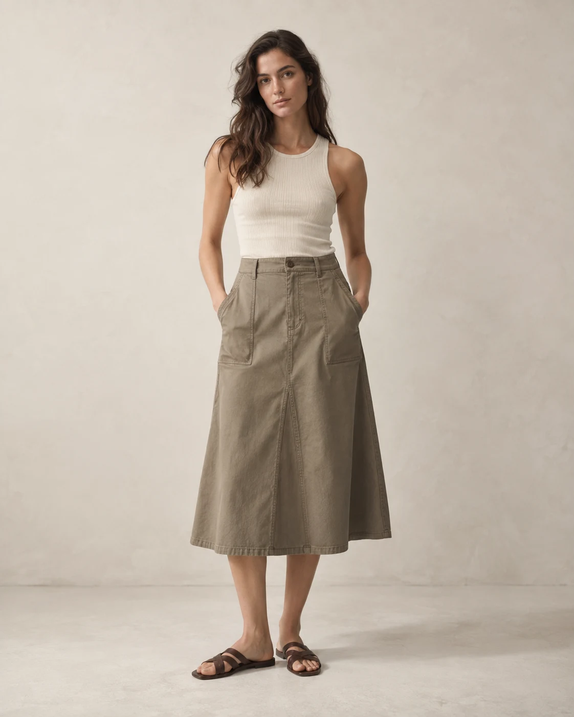 Hather Movement Skirt in Reed