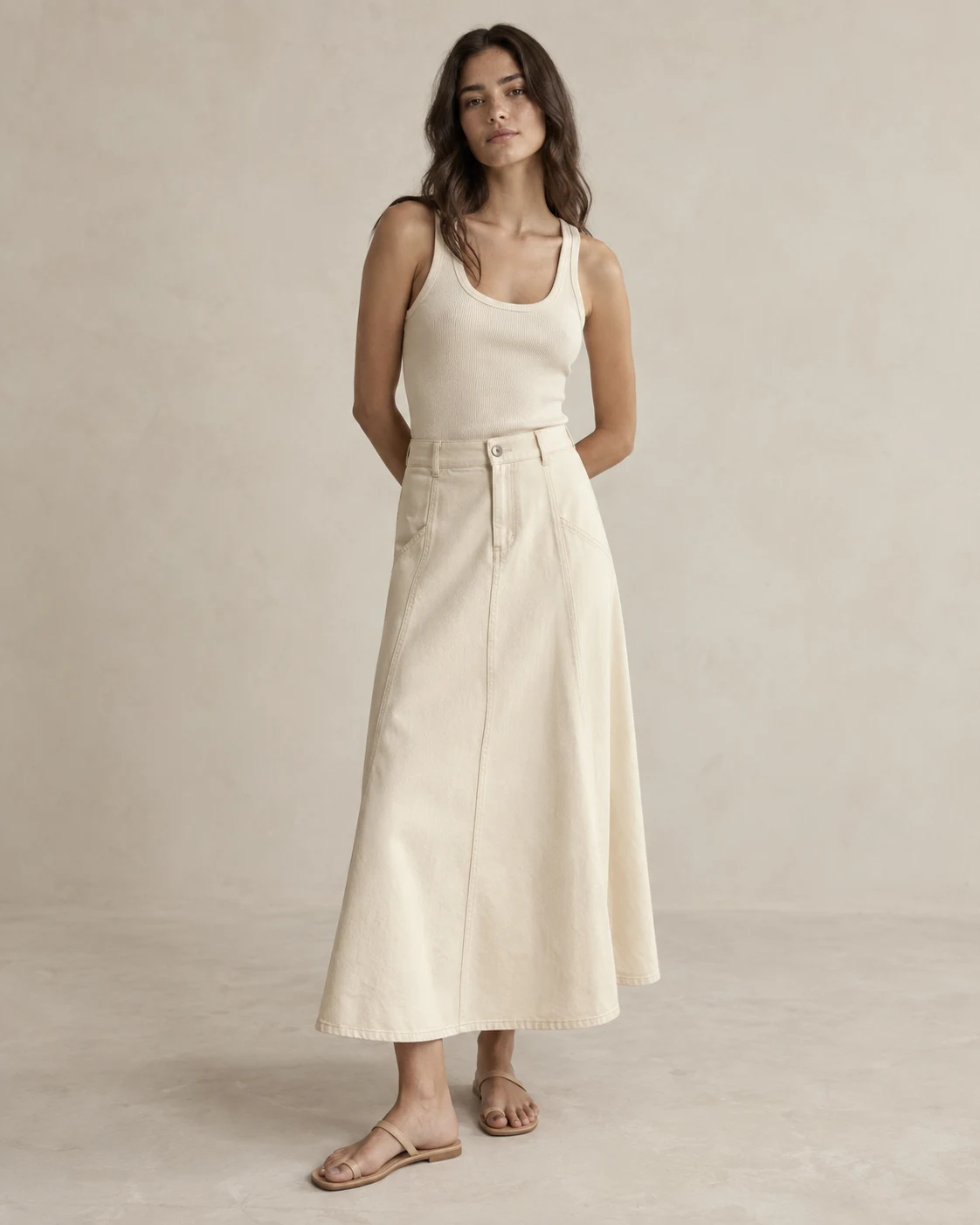 Leto Movement Skirt in Ecru